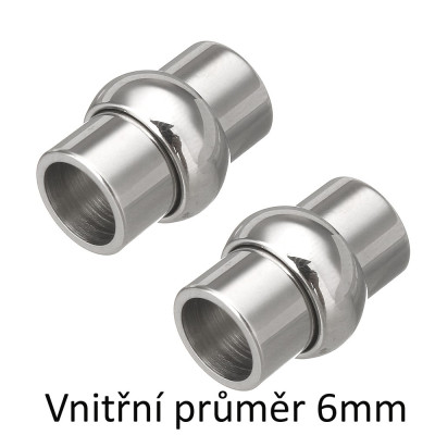 Magnetické zapínání hladké leštěné průvlek 6mm z chirurgické oceli