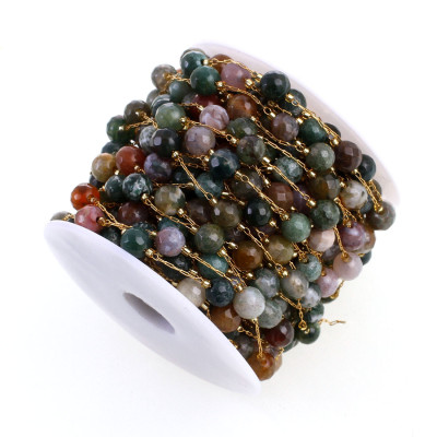 Chain with mineral beads surgical steel gold plating