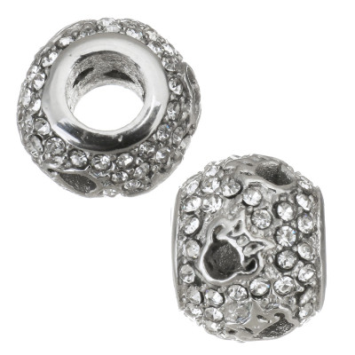 Crystal bead with surgical steel chatons