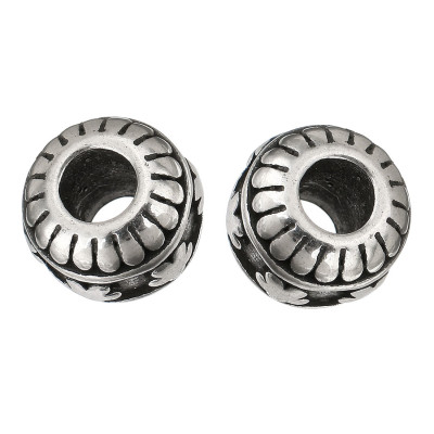 Bead with a large thread decorated with a flower of surgical steel