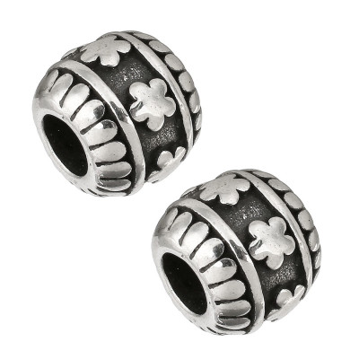 Bead with a large thread decorated with a flower of surgical steel