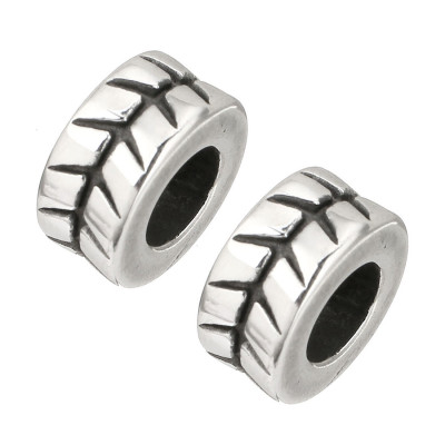 Bead decorated with surgical steel tube