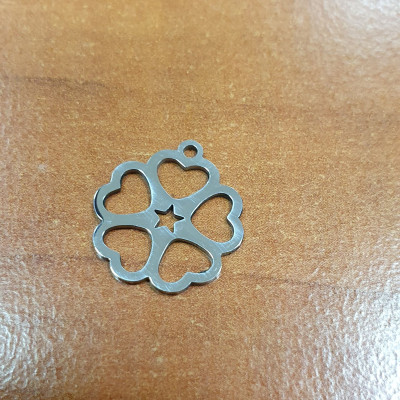 Surgical steel four-leaf clover pendant
