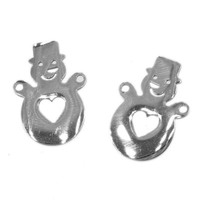 Connector snowman with heart surgical steel