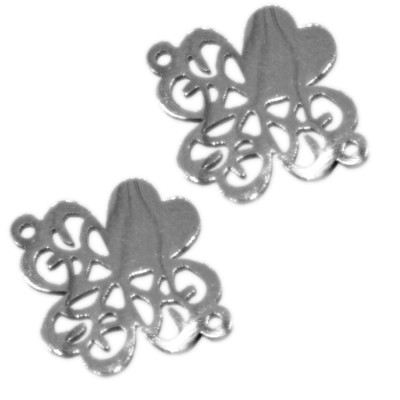 Four-leaf clover connector with surgical steel heart