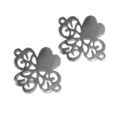 Four-leaf clover connector with surgical steel heart