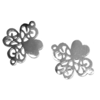 Four-leaf clover connector with surgical steel heart