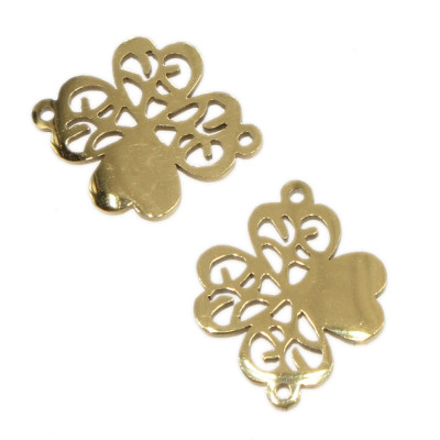 Four-leaf clover connector with surgical steel heart