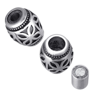 Magnetic closing bead pulling hole 3mm with flower design of surgical steel