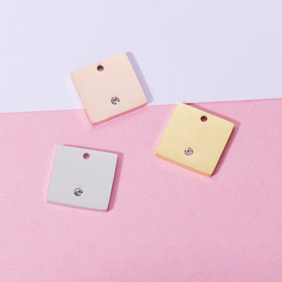 Square with chaton Crystal surgical steel