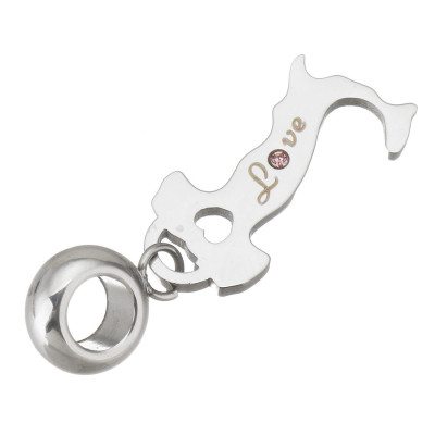 Surgical steel whale pendant