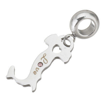 Surgical steel whale pendant