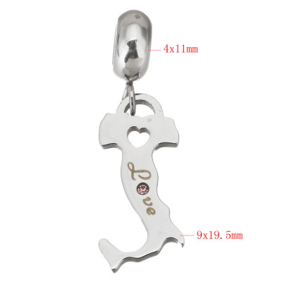 Surgical steel whale pendant