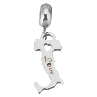 Surgical steel whale pendant