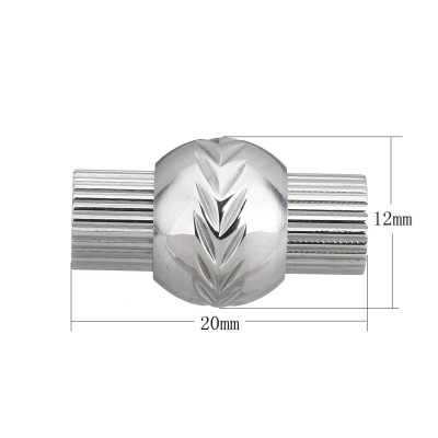 Magnetic fastening knurled with ornament in the middle of 6mm stainless steel draw-through