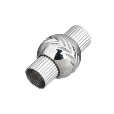 Magnetic fastening knurled with ornament in the middle of 6mm stainless steel draw-through