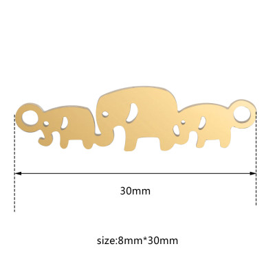 Connector three elephants two color combination surgical steel