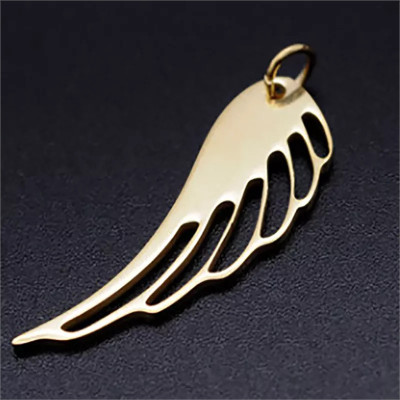 Surgical steel wing pendant two color variants