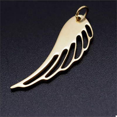 Surgical steel wing pendant two color variants