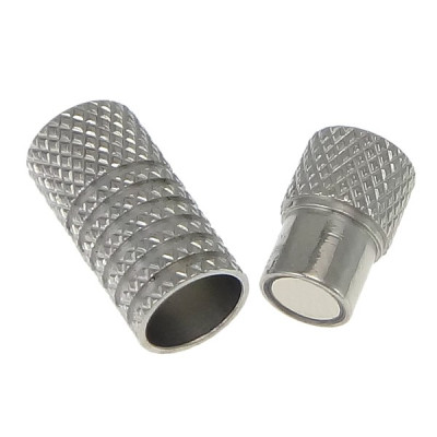 Magnetic fastening with embossed ornament 4mm draw-through in surgical steel