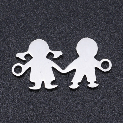 Connector boy and girl surgical steel two color variants