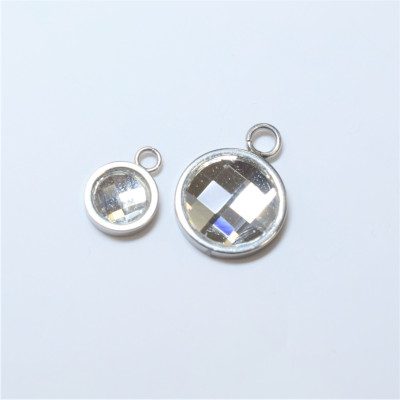 Pendant with stone Chessboard surgical steel