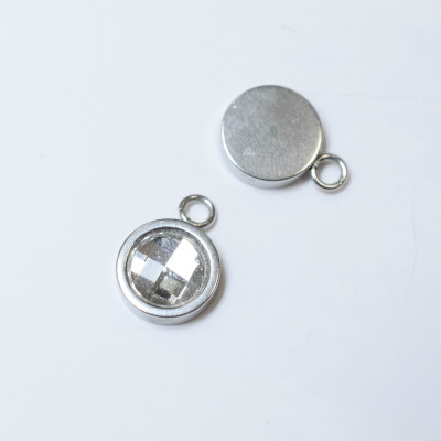 Pendant with stone Chessboard surgical steel