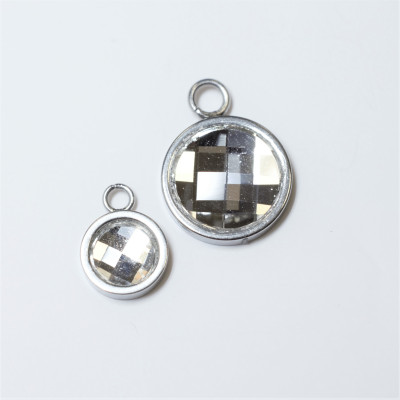 Pendant with stone Chessboard surgical steel