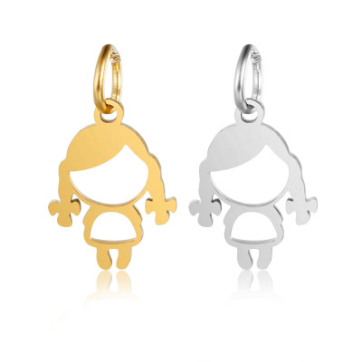 Pendant little girl surgical steel two color variants