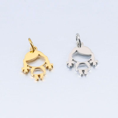 Pendant little girl surgical steel two color variants