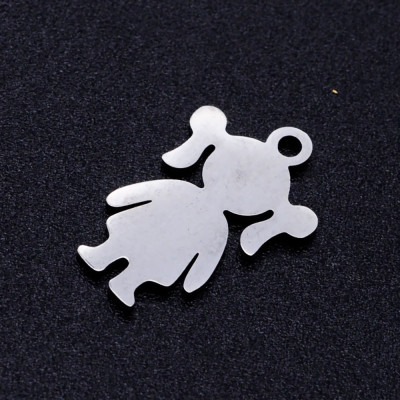 Pendant little girl with pigtails surgical steel two color variants