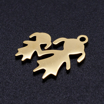 Pendant two little girls with pigtails surgical steel two color variants