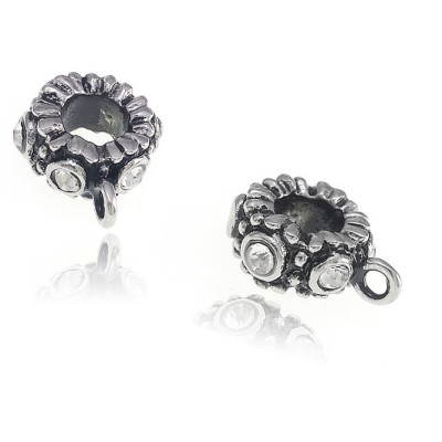 Bead with eyelet and chatons made of surgical steel