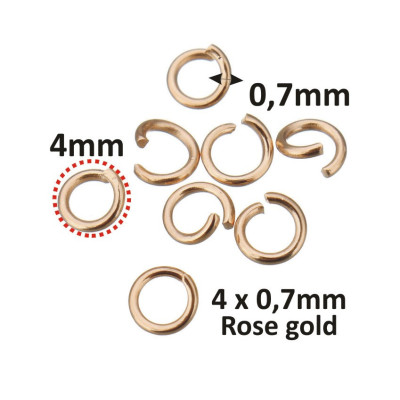 Connecting ring 4 x 0.7 mm ROSE GOLD made of surgical steel open