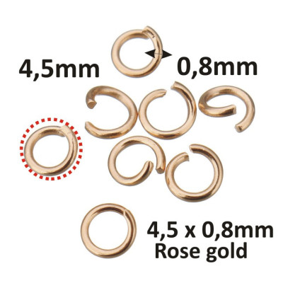 Connecting ring 4.5 x 0.8 mm ROSE GOLD made of surgical steel open