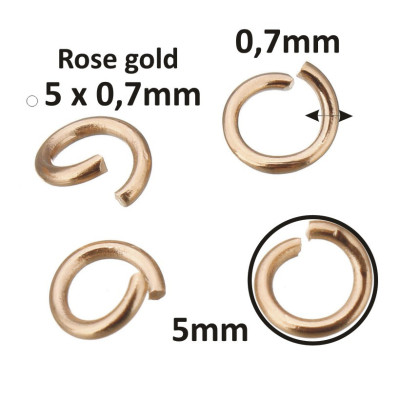 Open ring 5 x 0,7 mm ROSE GOLD plated stainless steel 304