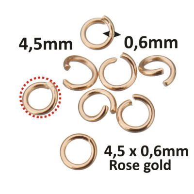 Open ring 4.5 x 0.6 mm Rose gold plated Stainless steel 304
