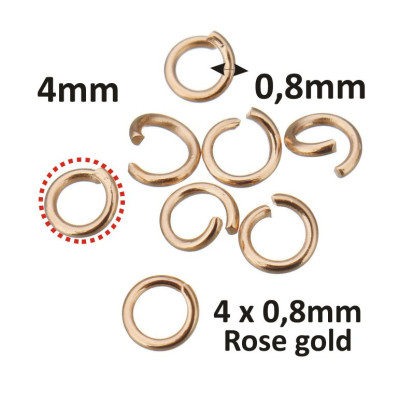 Spojovací kroužek  4 x 0,8mm ROSE GOLD z chirurgické oceli otevřený