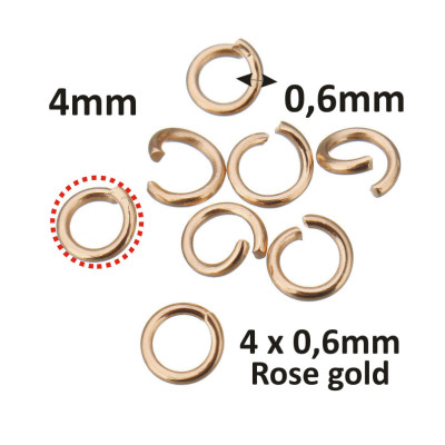 Spojovací kroužek  4 x 0,6mm ROSE GOLD z chirurgické oceli otevřený
