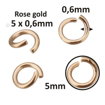 Connecting ring 5 x 0.6 mm ROSE GOLD made of surgical steel open