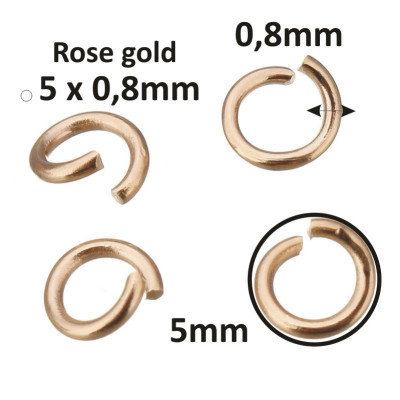 Spojovací kroužek  5 x 0,8mm ROSE GOLD z chirurgické oceli otevřený