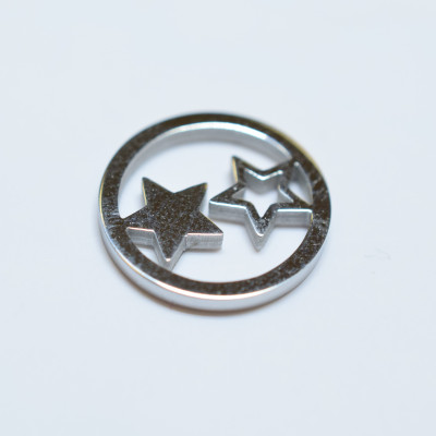 Pendant wheel with stars surgical steel two color variants
