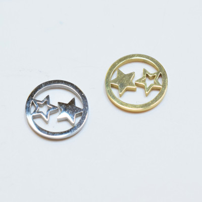 Pendant wheel with stars surgical steel two color variants