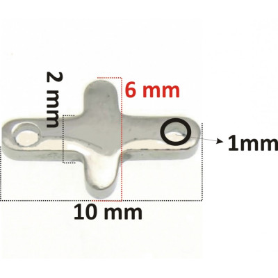 Connector cross polished surgical steel