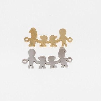 Connector happy family 2 children BOYS and BOYS in two color variants of surgical steel