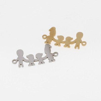 Connector happy family 2 children BOYS and BOYS in two color variants of surgical steel