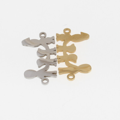 Connector happy family 2 children BOYS and BOYS in two color variants of surgical steel