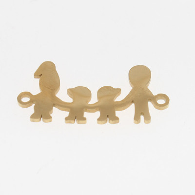 Connector happy family 2 children BOYS and BOYS in two color variants of surgical steel