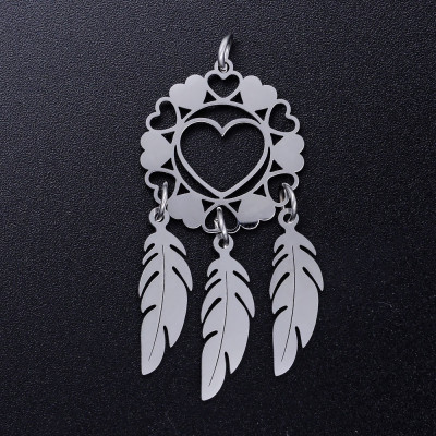 Dream catcher pendant WITH HEART surgical steel two color variants
