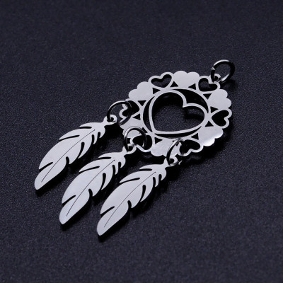 Dream catcher pendant WITH HEART surgical steel two color variants